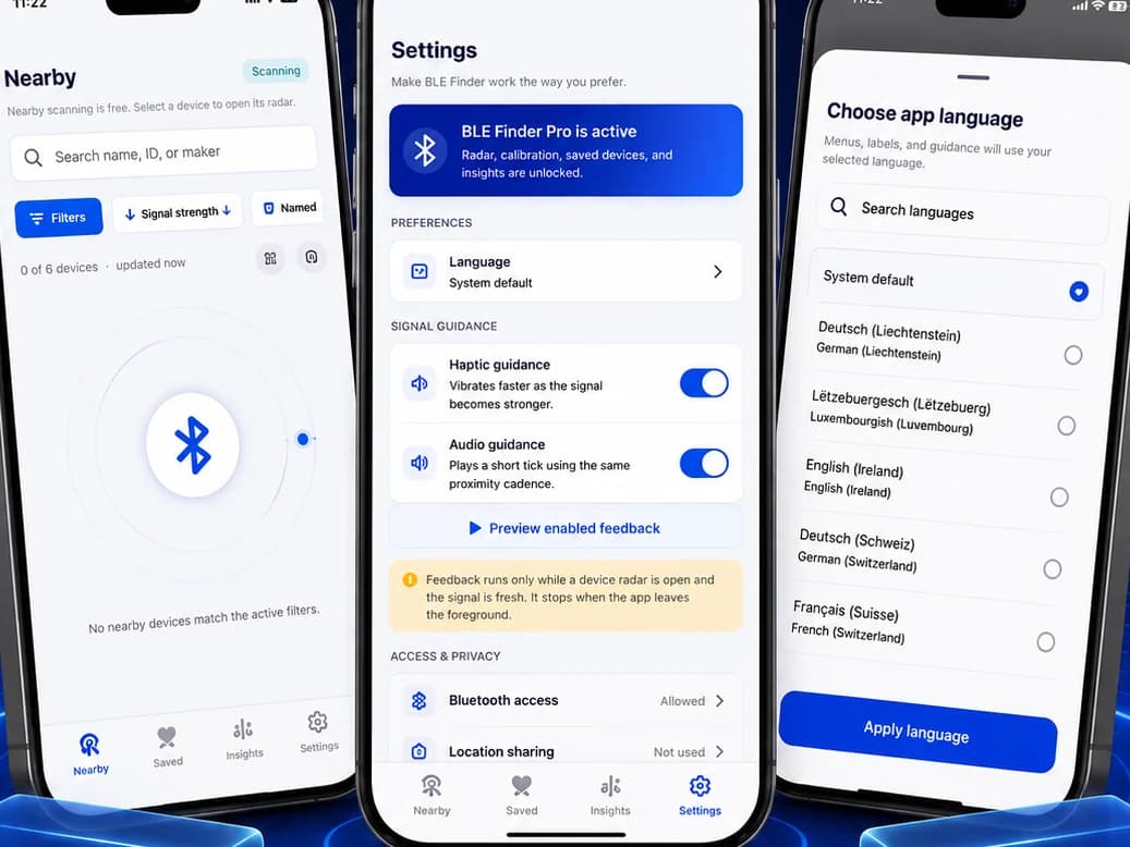 Bluetooth Finder radar scanning nearby devices